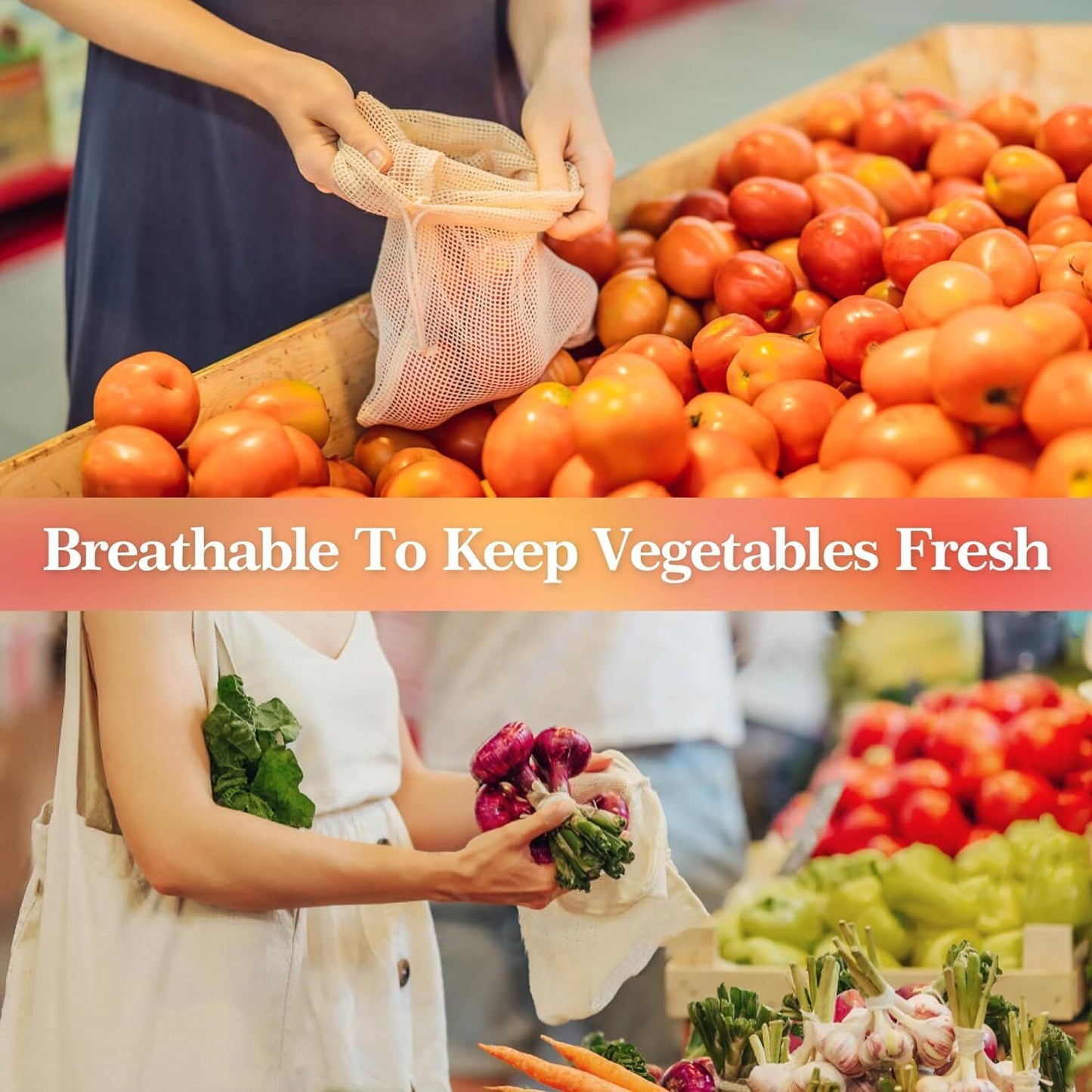 Set of 10 Reusable Mesh Produce Bags Fruit Grocery Storage Washable Eco Bag