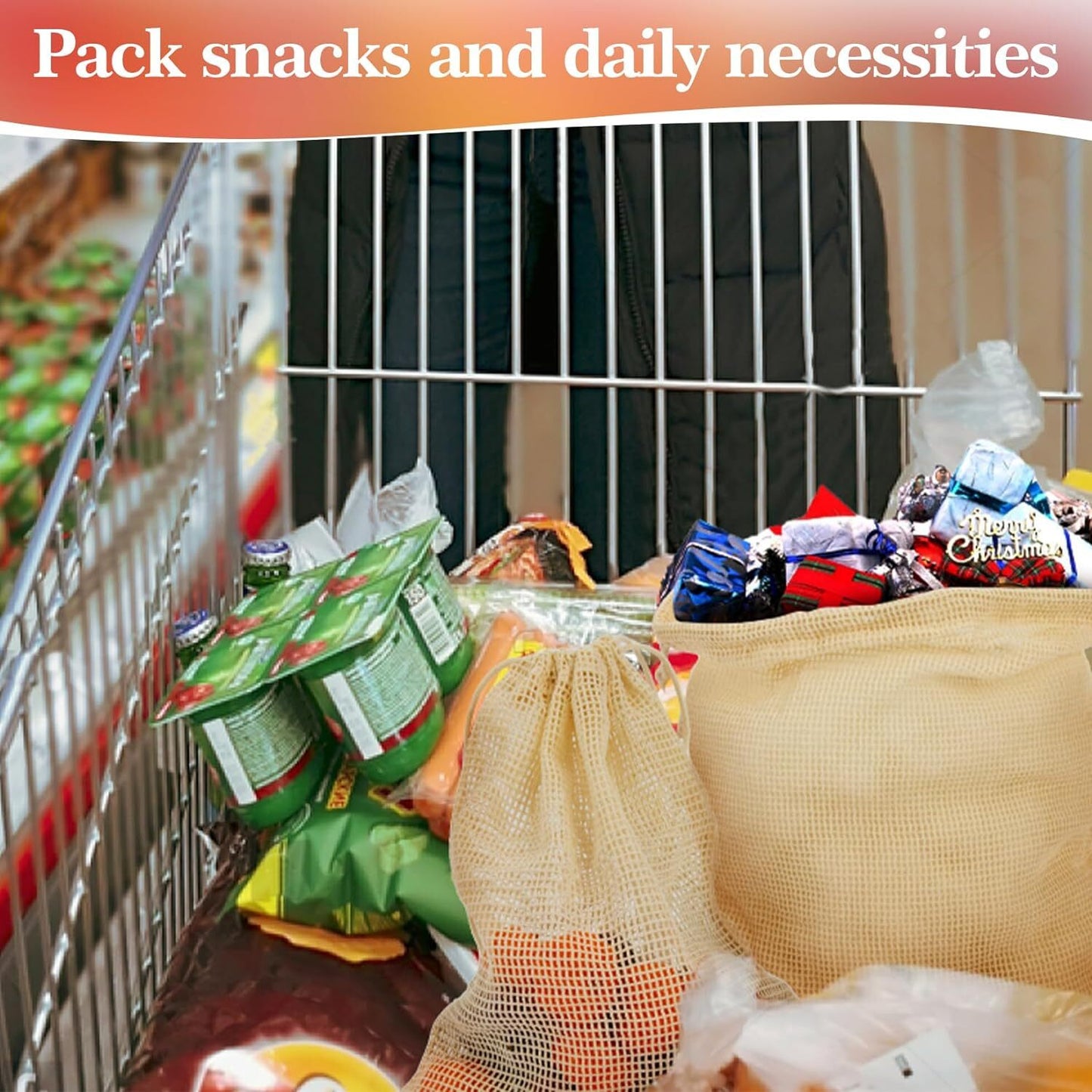 Set of 10 Reusable Mesh Produce Bags Fruit Grocery Storage Washable Eco Bag